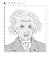 Head and shoulder image of famous scientist, Albert Einstein.