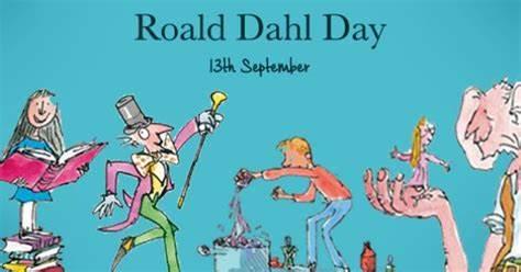 Quentin Blake's cartoons of Roald Dahl characters, Matilda, Willy Wonka,  George and Sophie and the BFG