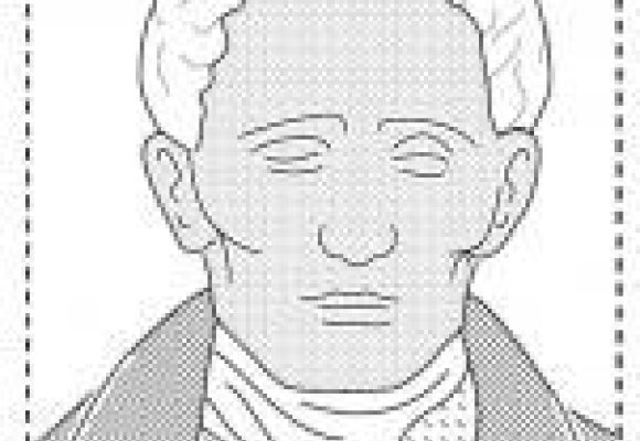 Image of head and shoulders of Louis Braille, wearing a coat and cravat.